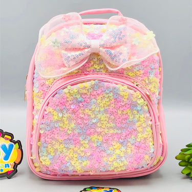 7.5* Inches Girls Fancy Bow Backpack - Light Pink